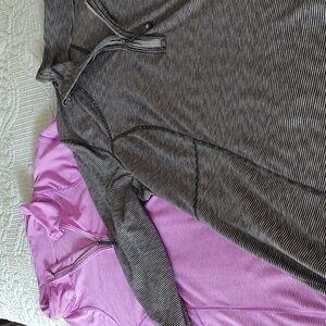 Tangerine athletic pullovers, purple  striped and black striped, xl